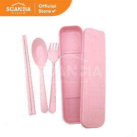 SCANDIA Alat Makan Praktis Cutlery Sets Basics Plastic - Pink