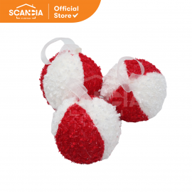 SCANDIA Hiasan Natal Christmas Ball HDSB18542 8CM - Red White