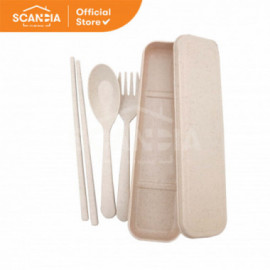 SCANDIA Alat Makan Praktis Cutlery Sets Basics Plastic - White