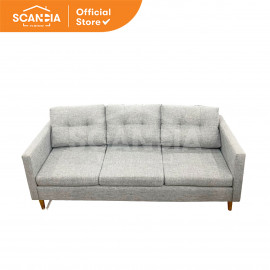 SCANDIA Sofa 3 Seat Calista 195x81x85Cm Light Grey Abu Muda Arm Chair